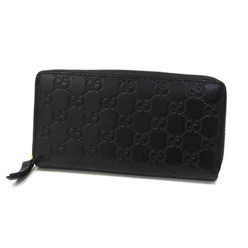 Gucci Guccissima Round Zipper Long Wallet Black